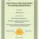 Sela BHP - certyfikat