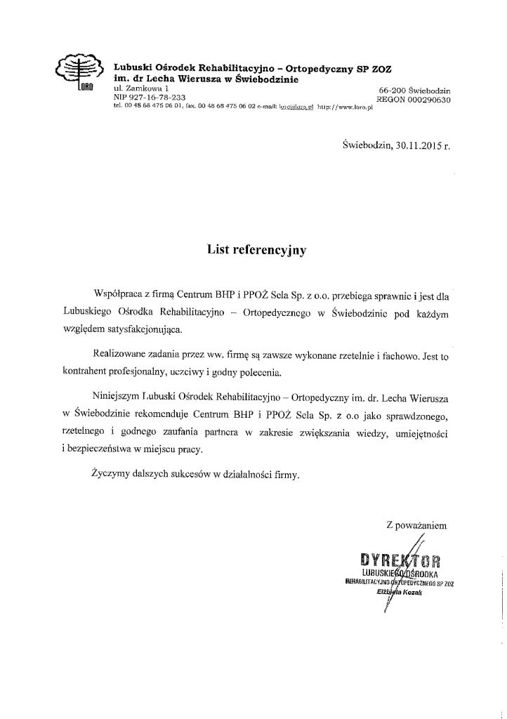 Sela BHP - referencje - loro Świebodzin